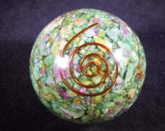 Medium (40-50mm) RUBY IN FUCHSITE Orgone Gemstone Sphere Orgone Sphere