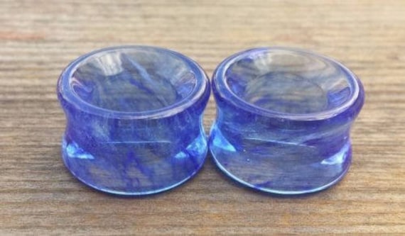 Tappi Per Le Orecchie Fatti A Mano Con Fiori Neri E Blu E Scaglie - Foto 9