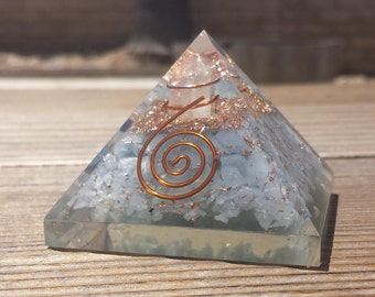 LARGE (50-55mm) ANGELITE Orgone Gemstone Pyramid Large Pyramid Orgone