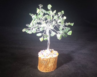 Natural GREEN JADE Gemstone Chip Tree With 100 Stones Crystal Tree Of Life