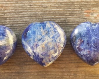 NATURAL SODALITE Gemstone Puffy Heart 40-45mm