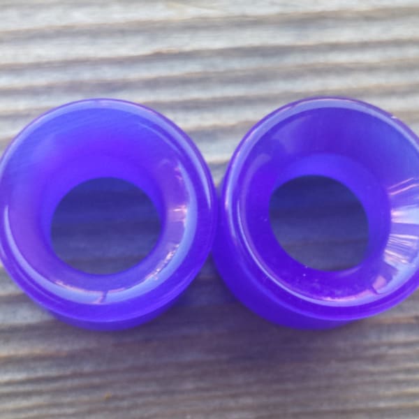 Pair of Real BLUE CATS EYE Tunnel Plugs Gauges Body Jewelry Double Flared - Pick Size