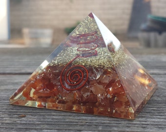 LARGE (50-55mm) CARNELIAN Orgone Gemstone Pyramid Large Pyramid Orgone
