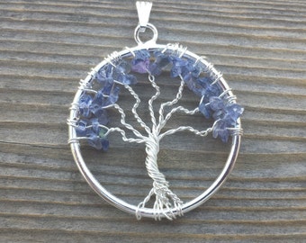IOLITE Tree Of Life Wire Wrapped Pendant Stone NaturalGemstone
