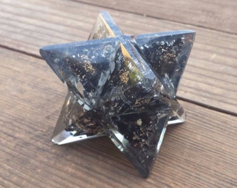Extra Large (80-85MM) BLACK TOURMALINE Orgone Gemstone Merkaba Star (One)