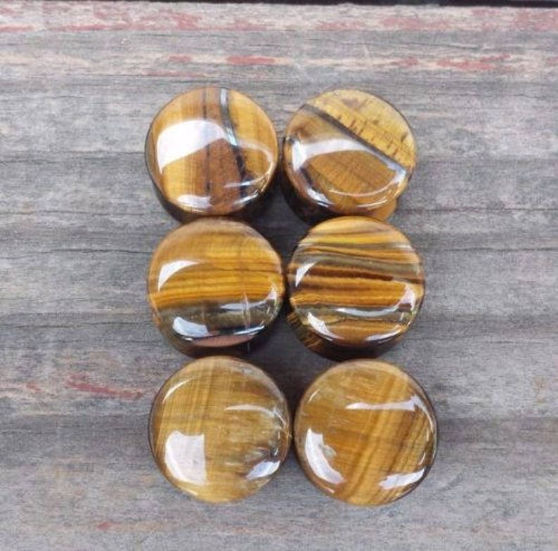 Pair of Real TIGER EYE Plugs Gauges Body Jewelry Double Flared Etsy