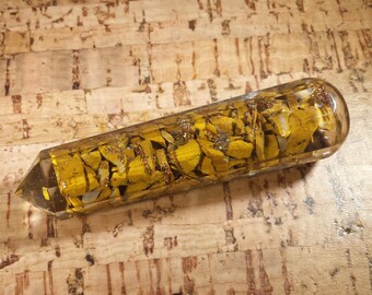 ORGONE YELLOW JASPER Faceted Gemstone Massage Wand Stone Crystal Wand