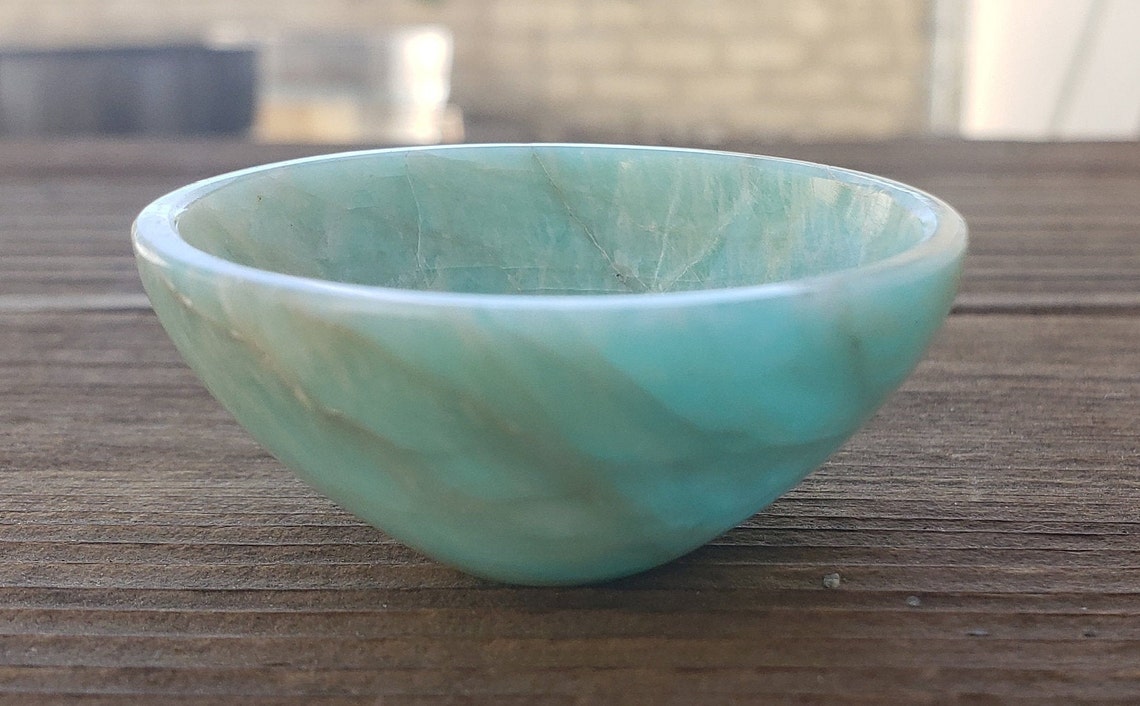 AMAZONITE BOWL Natural Stone Hand Carved Gemstone Bowl 94 Etsy