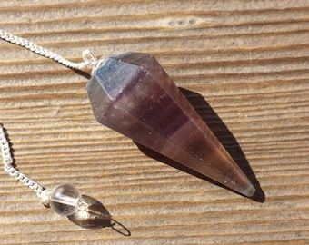 FLUORITE  Natural Stone Gemstone Faceted Pendulum