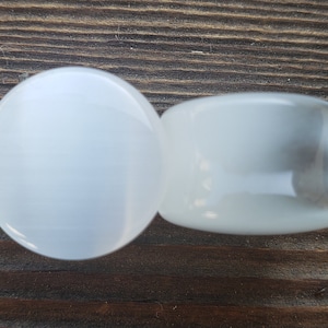 Pair of WHITE CATS EYE Plugs Gauges Body Jewelry Double Flared - Pick Size