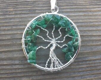 JADE Tree Of Life Wire Wrapped Pendant Stone Natural Gemstone
