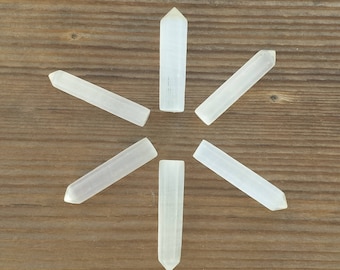 NATURAL SELENITE Single Terminated Gemstone Crystal Pencil Point (One)