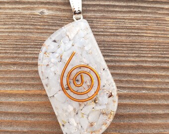 ORGONE ANGELITE Gemstone Eye Shaped Pendant Orgone (One)
