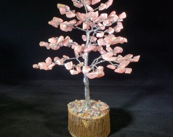 Natural RHODOCHROSITE Gemstone Chip Tree With 150 Stones Crystal Tree Of Life