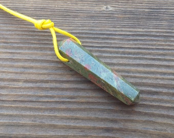 UNAKITE Crystal Point Pendant With Adjustable Cord Stone Natural Gemstone