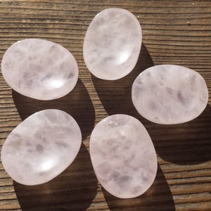 ROSE QUARTZ Worry Stone Natural Stone Hand Carved Gemstone Worry Stone image 3