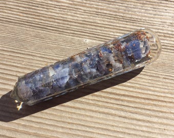 ORGONE BLUE AVENTURINE Faceted Gemstone Massage Wand Stone Crystal Wand