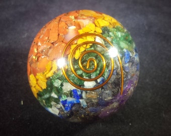 MEDIUM (40-50mm) 7 CHAKRA Layered Stone Orgone Gemstone Sphere Orgone Sphere