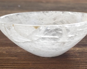 CLEAR QUARTZ BOWL Natural Stone Hand Carved Gemstone [68]