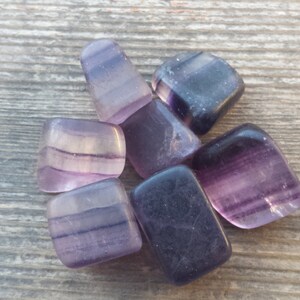 THREE (3) PURPLE FLUORITE Tumbled Stones Medium/Large Natural Tumble Stones