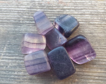 THREE (3) PURPLE FLUORITE Tumbled Stones Medium/Large Natural Tumble Stones
