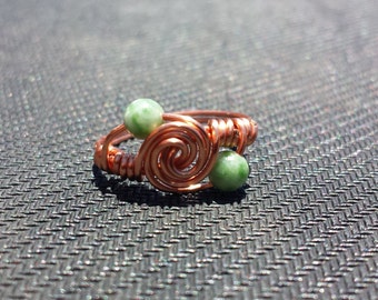 WIRE WRAPPED RING Tree Agate Twist Ring in Copper Handmade