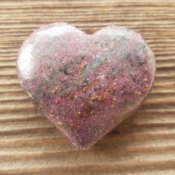 NATURAL RUBY In KYANITE Gemstone Puffy Heart 30-35mm