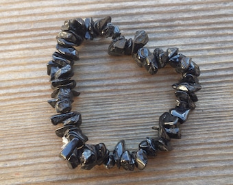 IOLITE Natural Stone Gemstone Stretchy Chip Bracelet