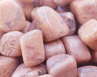 Six (6) PEACH MOONSTONE TUMBLED Stones Medium/Large Natural Tumble Stones