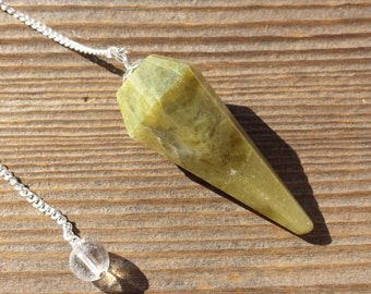 VASONITE (VESUVIANITE)  Natural Stone Gemstone Faceted Pendulum
