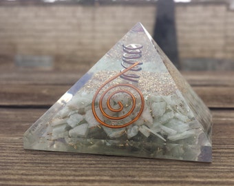Large (60-65mm) AMAZONITE Orgone Gemstone Pyramid Large Pyramid Orgone