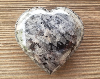 Large NATURAL LARVAKITE Gemstone Puffy Heart 60-70mm
