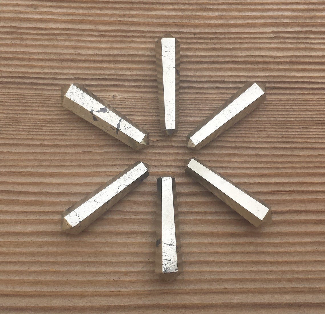 NATURAL PYRITE Double Terminated Gemstone Crystal Pencil Point Etsy