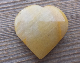 NATURAL YELLOW JADE Gemstone Puffy Heart 30-35mm