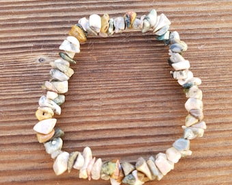 OCEAN JASPER Natural Stone Gemstone Stretchy Chip Bracelet