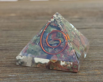 Small (25-30mm) UNAKITE COIL Orgone Gemstone Pyramid Small Pyramid Orgone