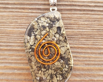 ORGONE PYRITE Gemstone Eye Shaped Pendant Orgone (One)
