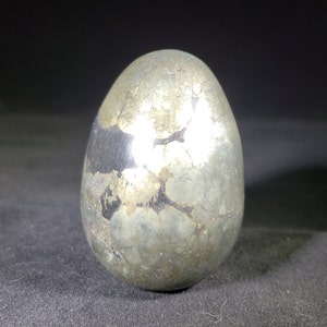 PYRITE EGG Natural Stone Hand Carved Gemstone Egg