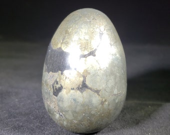 PYRITE EGG Natural Stone Hand Carved Gemstone Egg