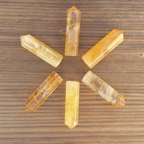 NATURAL CITRINE Single Terminated Gemstone Crystal Pencil Point (One)
