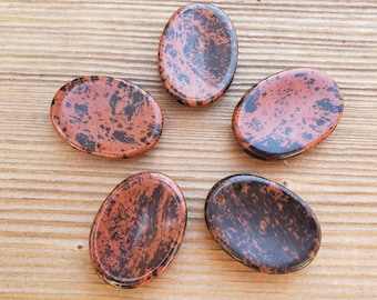 MAHOGANY OBSIDIAN Worry Stone Natural Stone Hand Carved Gemstone Worry Stone
