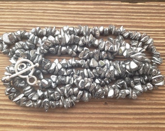 HEMATITE Natural Stone Gemstone 30" Chip Necklace