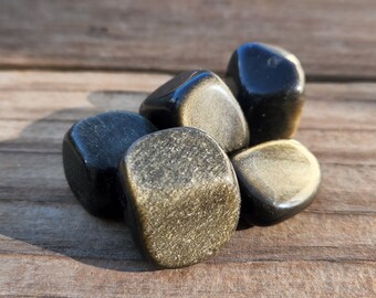 THREE (3) GOLD OBSIDIAN  Tumbled Stones Medium/Large Natural Tumble Stones