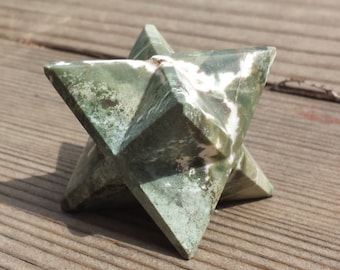 Large (50mm) VASONITE (VESUVIANITE) Natural Gemstone Merkaba Star (One)