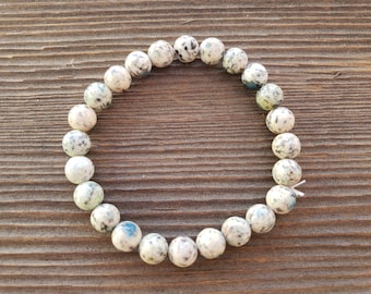 K2 JASPER Natural Stone Bead Gemstone Stretchy  Bracelet