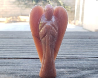 3" RED AVENTURINE ANGEL Natural Handcarved Stone Gemstone