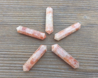 NATURAL SUNSTONE Double Terminated Gemstone Crystal Pencil Point (One)
