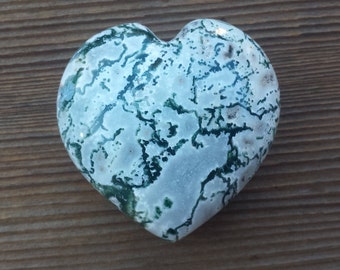 Large NATURAL TREE AGATE Gemstone Puffy Heart 60-70mm