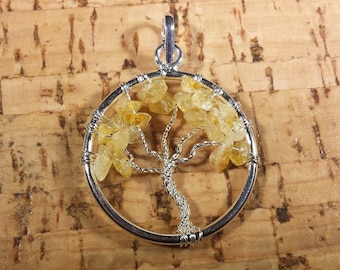 CITRINE Tree Of Life Wire Wrapped Pendant Stone Natural Gemstone