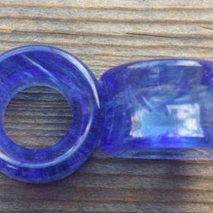 Pair of BLUE GLASS TUNNEL Plugs Gauges Body Jewelry Double Flared - Pick Size